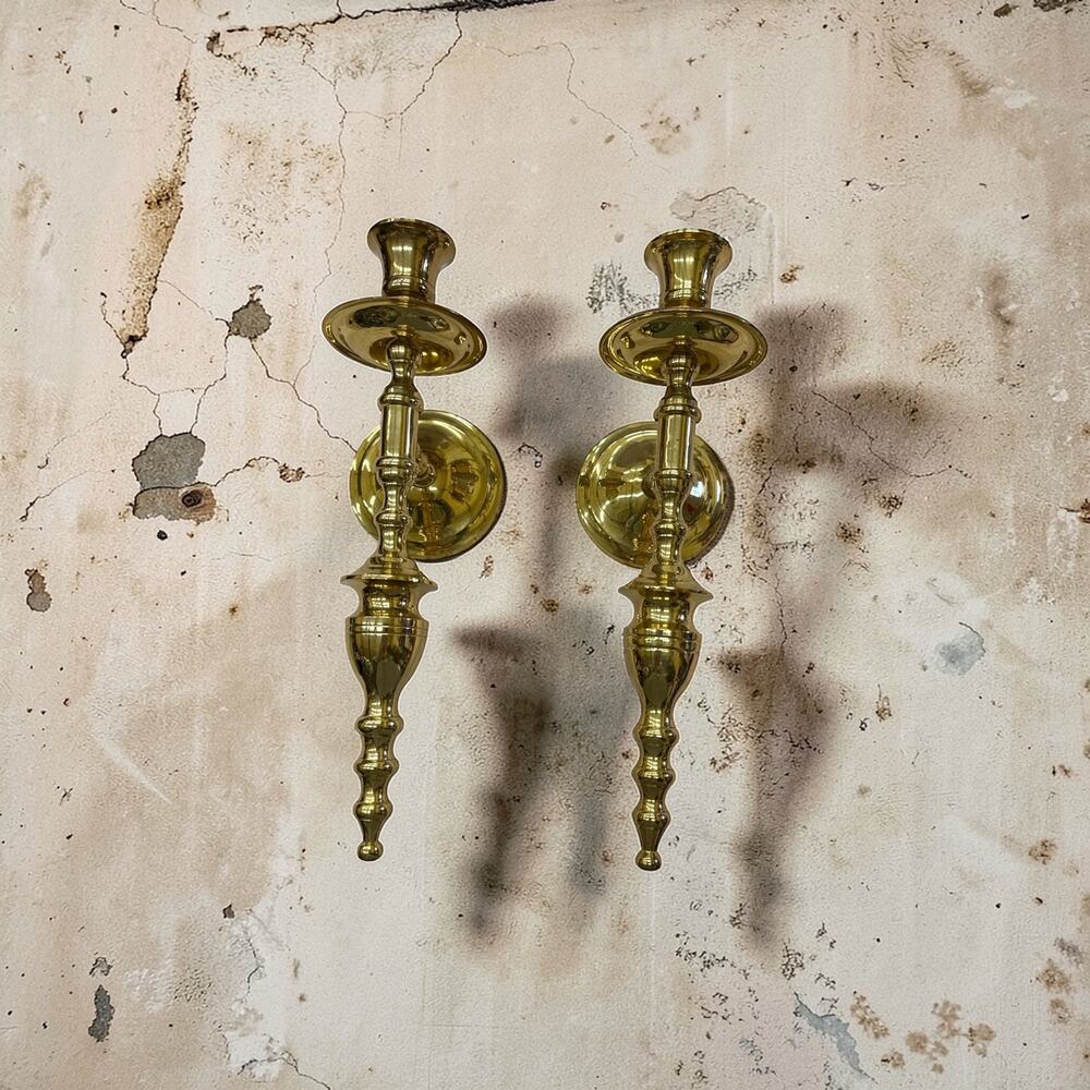 Pair Brass Sconces
